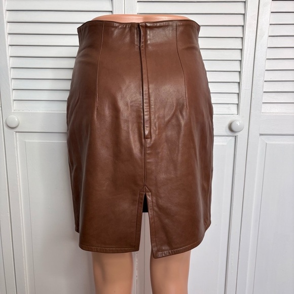 KRIZIA Brown Vintage Vegan Leather Miniskirt Size 4 - Picture 7 of 7